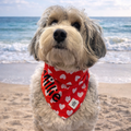 Bandana - Red with White Hearts